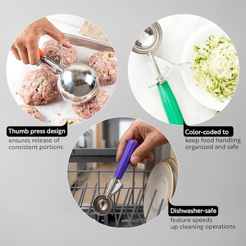 Restaurantware 0.8 Ounce Portion Scoop, 1 Trigger Release Stainless Steel Cookie Scoop - With Orchid Handle, Stainless Steel Disher, For Portion Control, Cookie Dough, Cupcake Batter, Or Ice Cream