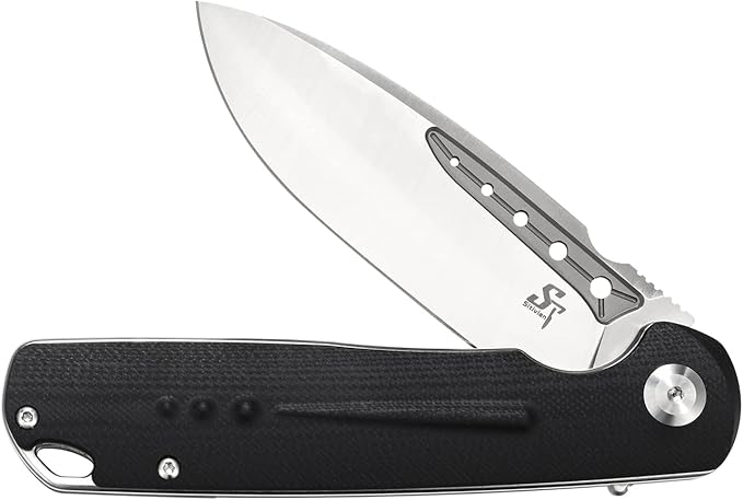 Sitivien ST131 Folding Knife,D2 Blade G10 Handle EDC Tool Knife with Liner Lock for Outdoor Camping Hiking Fishing(Black)