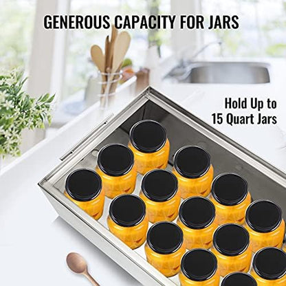 VEVOR 15 Quart Water Bath Canner - Stove Top Canning Pot with 2 Canning Racks, 304 Food Grade Stainless Steel, Flat Bottom Brushed Design, Holds 15 Quart Jars