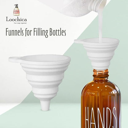 LOOCHICA Amber Glass Soap Dispenser Set
