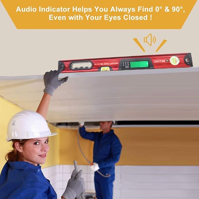 BETHEL 24 inch Digital Magnetic Level, LCD Smart Display Torpedo Level Tool