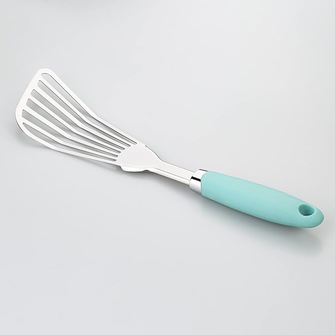 304 Stainless Steel Fish Spatula, Non-Slip Ergonomic Handle Slotted Spatula