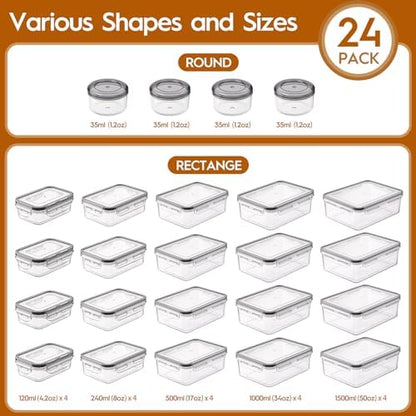 KEMETHY Large 48 Piece Food Storage Containers with Airtight Lids, BPA-free