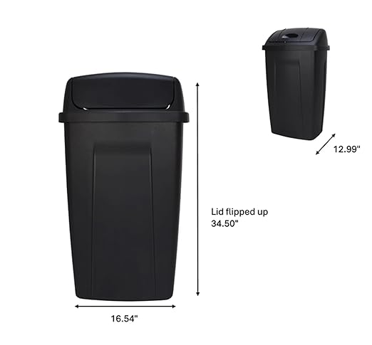 13 Gallon Kitchen Trash Can, Durable Plastic Waste Bin