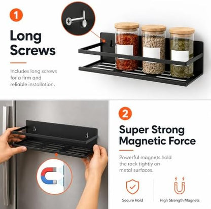 SMRCAD 4 Pack Metal Magnetic Spice Rack for Fridge – Heavy-Duty