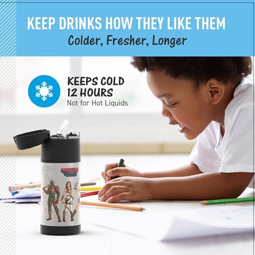 THERMOS FUNTAINER Water Bottle with Straw - 12 Ounce - Kids Stainless Steel Vacuum Insulated Water Bottle with Lid, Masters of the Universe