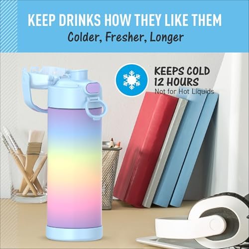 THERMOS FUNTAINER Water Bottle with Spout, 16oz, Rainbow Cloud