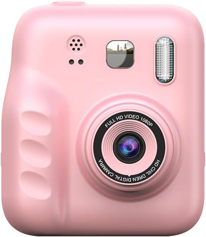 Kids Instant Print Camera, 1080P HD Kids Camera Instant Print, Includes 32GB SD Card, Adapter & 4 Zink Paper Rolls, Best Christmas or Birthday Gift for Girls Boys Age 3-12（Pink）