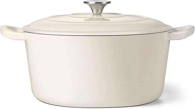 TeamFar Enameled Cast Iron Dutch Oven, 7qt Dutch Oven Pot Nonstick Cookware