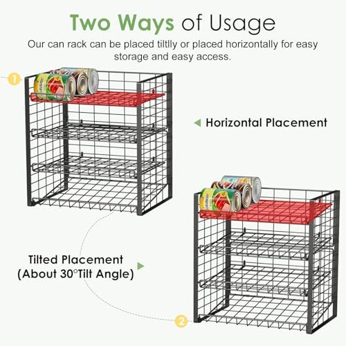 JKsmart 4-Tier Can Rack Organizer for Pantry, Adjustable Can Storage Holder for Various Ounces of Canned food Soda Drinks, Can Dispenser Holds Up to 48 Cans for Cupboard Cabinet