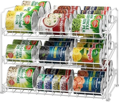 Simple Houseware 3-Tier Stackable Can Organizer Rack Hold 36 Cans, White