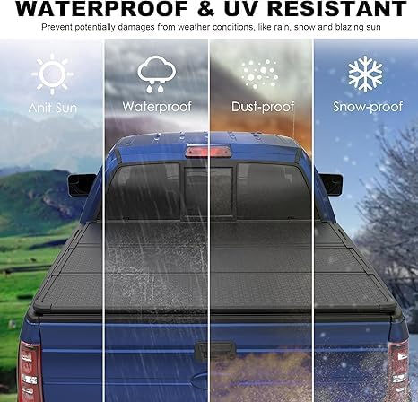 KUIPERAUTO 4.5 ft(4'6") Fiberglass Hard Tri Truck Bed Tonneau Cover Compatible for Ford Maverick 2022-2024 Bed 54inch