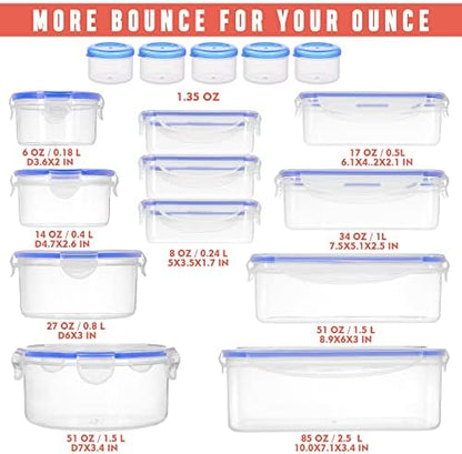 RockBerry 32 Pcs Large Plastic Food storage containers-85 oz to Sauces Box Stackable Kitchen storage bowls sets-BPA Free Leak proof with lids airtight-Microwave freezer safe lunch boxes