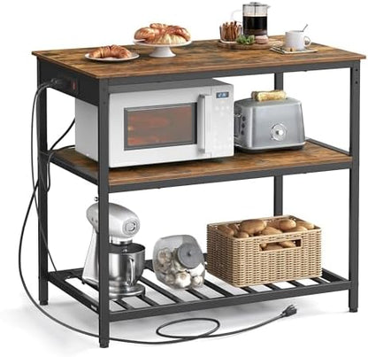 VASAGLE Kitchen Island with 3 Shelves, Storage Cabinet, Steel Structure