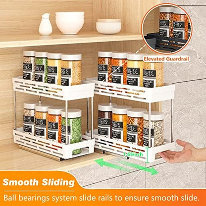 Pull Out Spice Rack Organizer for Cabinet, 3 Packs Slide Out Spice Racks Organizer, Spice Cabinet Organizers, Cabinet Size Need:12'' Highx11'' Deepx5'' Wide,Each Tier Hold 10 Spice Jar - 2 Tier, White