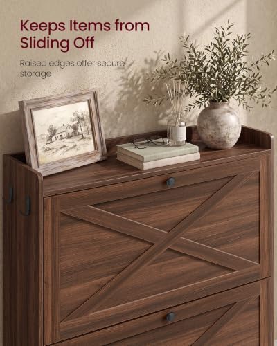 VASAGLE Narrow Shoe Storage Cabinet Organizer with 3 Flip Drawers