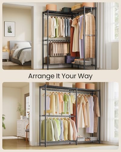 SONGMICS Closet Organizers and Storage, Clothes Rack with Shelves