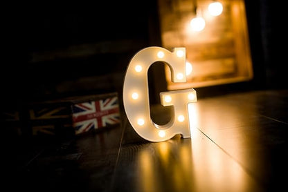 Foaky LED Letter Lights Sign Marquee Light Up Letters Sign for Night Light Wedding/Birthday Party Battery Powered Christmas Lamp Home Bar Decoration(G)