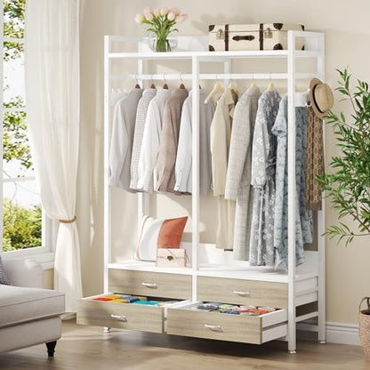 Tribesigns Freestanding Closet Organizer, Garment Rack with 4 Drawers