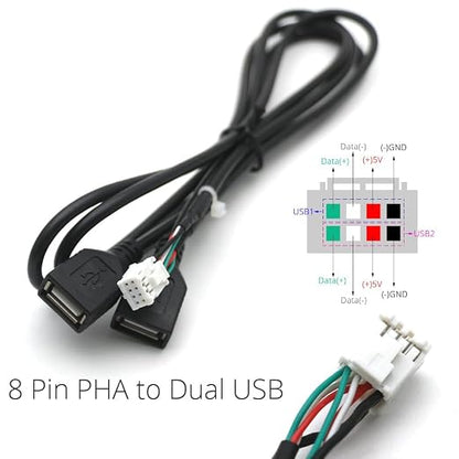 for Universal Dual USB Female Interface to 6 8 Pin PHB Wire Connect Cable Adapter for Car Multimedia Player Android Stereo Radio - (Color Name: 8Pin PHB)