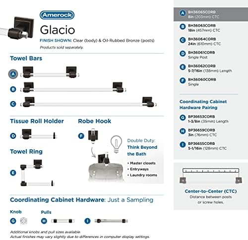 Amerock Glacio 8" Clear/Oil-Rubbed Bronze Towel Bar