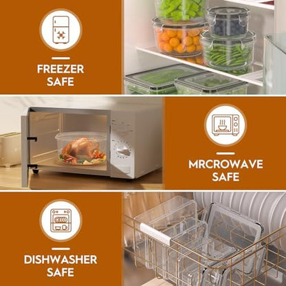 44 PCS Food Storage Containers with Lids Airtight (22 Containers & 22 Lids), Leak proof Meal Prep Container Set for Kitchen Storage, BPA-free, PVC-free Plastic, Microwave/Dishwasher Safe, Labels & Pen