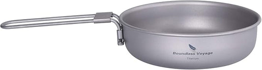 Boundless Voyage Titanium Frying Pan with Folding Handle Ultra-light for Camping Picnic Skillet Griddle Tableware Cookware A-Ti2061C