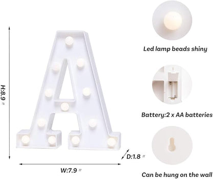 Foaky Light Up Letters,Marquee Letters,Engagement Party Decorations Letter Lights Sign for Night Light Wedding Birthday Party Christmas Lamp Home Bar Decoration (A)