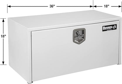 Buyers Products 1702405 White Steel Underbody Truck Tool Box, 18 x 18 x 36, Made in USA, 14 Ga Steel, Locking Stainless Latch, Weather-Resistant, Powder-Coated, Secure Storage for Work Trucks