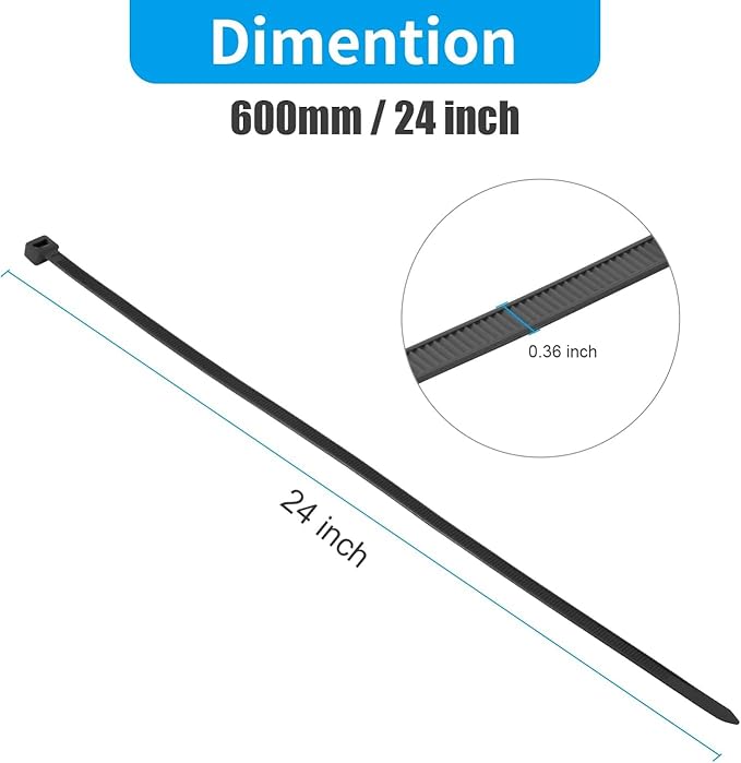 XINGO 24 Inch White Large Zip Ties Heavy Duty 500 Pack, 200 LBS Ultra Strong