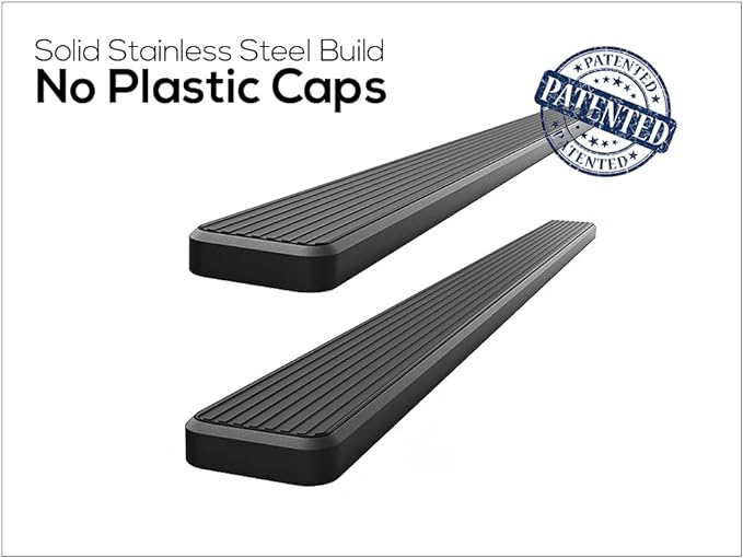 APS Running Boards Compatible with Silverado Sierra 1500 2019-2026 Extended Cab & 2500 3500 2020-2026 (Exclude 19 1500 LD)(Silverado 1500 LTD Sierra 1500 LD 2022) (Stainless Steel Black 6in)
