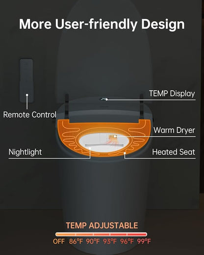 EPLO Smart Toilet Bidet with Tank, Foam Shield, Dual Auto Flush, Heated Seat