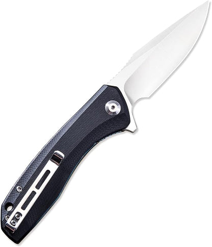 CIVIVI Liner Lock Folding Knife Baklash 3.5" Satin Blade G10 Handles, Reversible Pocket Clip C801C (Black)
