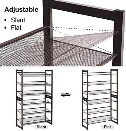 SONGMICS Metal Shoe Rack, 6-Tier Shoe Orgainzer, Holds 18-24 Pairs