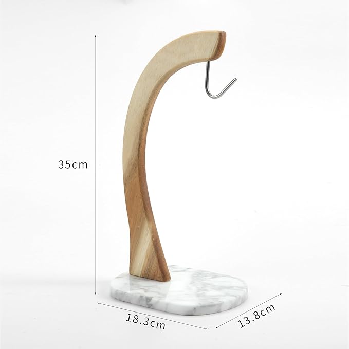 Everous Banana Hanger Stand with Acacia Wood & Marble Base