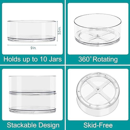 Sorbus Lazy Susan Organizer, Clear Turntable Organizer (Tall 2 Pack)