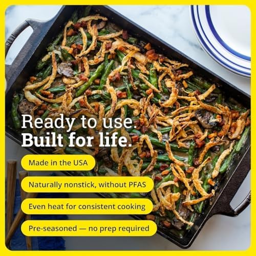 Lodge Pre-Seasoned Cast Iron Casserole Pan, 9 x 13 Inches