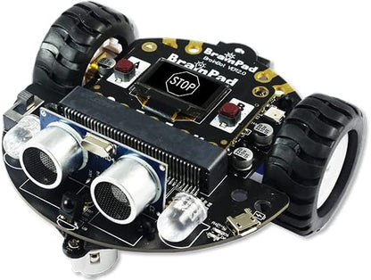 BrainPad Pulse with Robot Kit, a MakeCode STEM Microcomputer for Coding Robots, Games, & Circuits