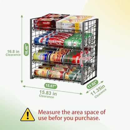 JKsmart 4-Tier Can Rack Organizer for Pantry, Adjustable Can Storage Holder for Various Ounces of Canned food Soda Drinks, Can Dispenser Holds Up to 48 Cans for Cupboard Cabinet