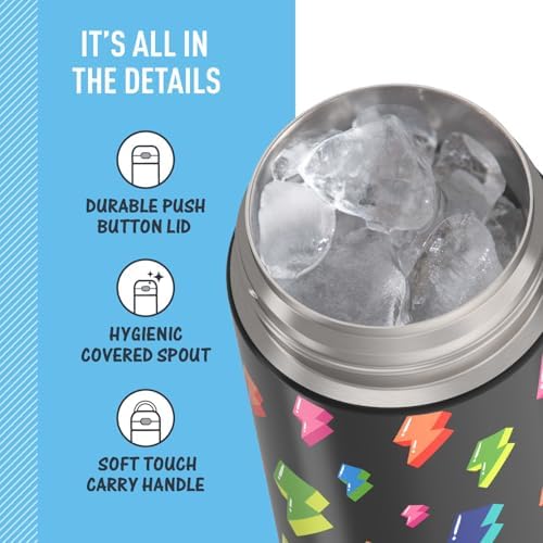 THERMOS FUNTAINER Water Bottle with Spout, 16oz, Lightning Bolt Girl