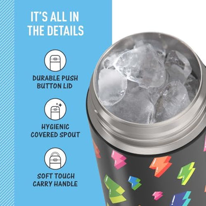THERMOS FUNTAINER Water Bottle with Spout, 16oz, Lightning Bolt Girl
