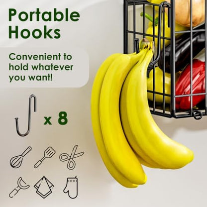 4-Pack Magnetic Fridge Shelf, Black Fruit Basket Potato Storage