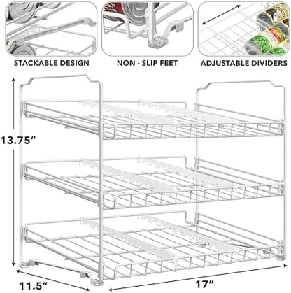 Simple Houseware 3-Tier Stackable Can Organizer Rack Hold 36 Cans, White