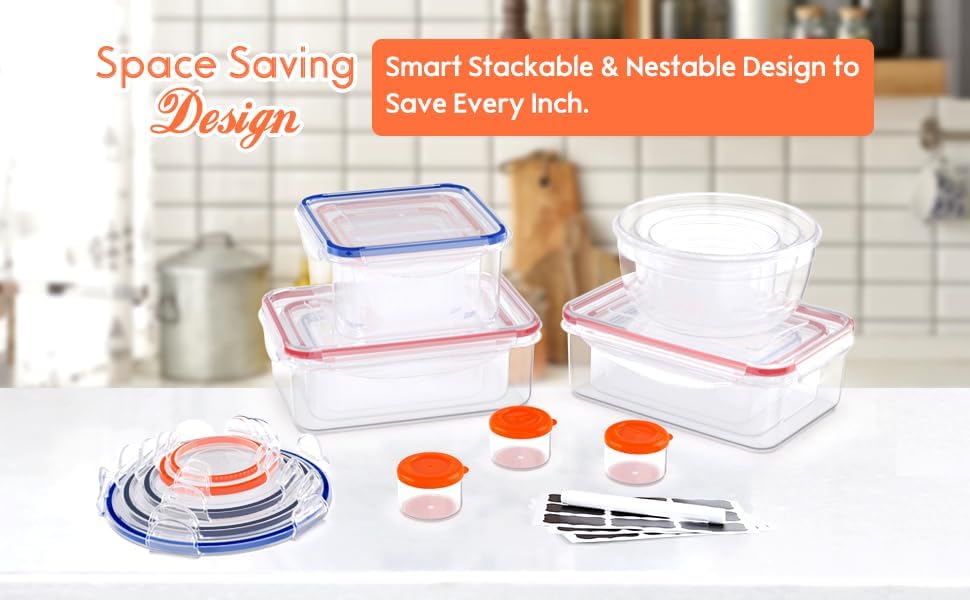 RockBerry 40 PCS Food Storage Containers with Lids (20 Boxes-20 Lids)