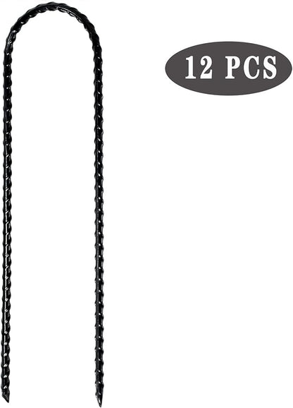 10"x2" Trampolines Wind Stakes Heavy Duty U Shape Galvanized Steel Trampoline Stakes Ground Anchors with Sharp End for Camping Tent, Garden Staples, Trampoline Pins (12)