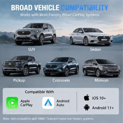 Wireless CarPlay Adapter for Honda CR-V 2025-2026- Slim Mini USB Design with Type-C Extension for Stable Zero-Latency Connection