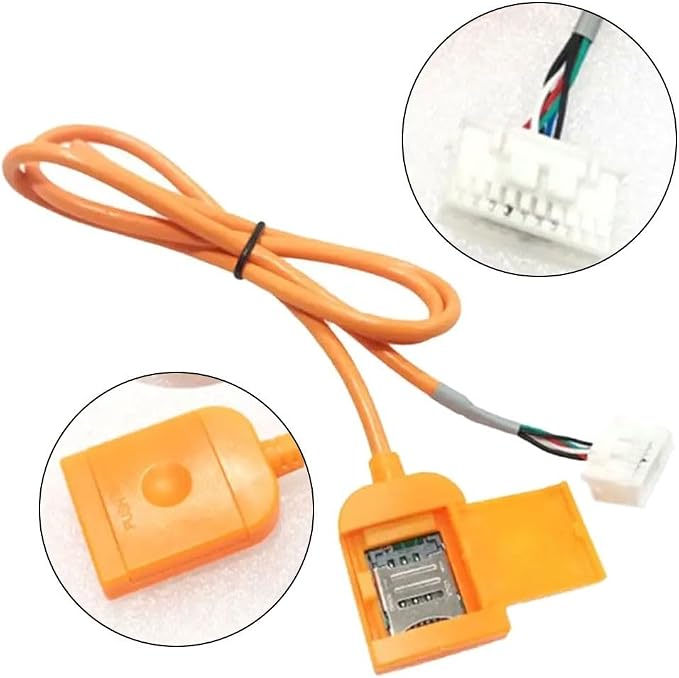 SIM Card Slot Adapter Cable 20 Pin Connector for Android Car Radio Head Unit GPS Navigation Extension with Stable Signal Transmission Orange 48.5cm