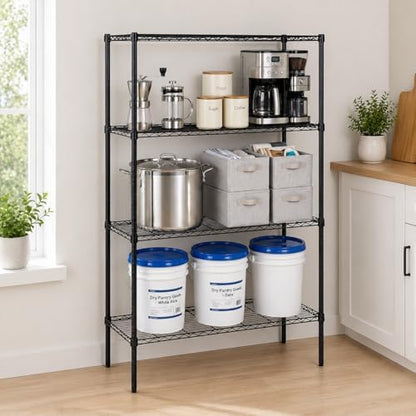 Honey-Can-Do 4-Tier Heavy Duty Extra-Wide Adjustable Shelving Unit, 350-lb Per Shelf Metal Storage Rack, Wire Shelf for Garage Workshop Basement, Black, 48 x 18 x 72 in