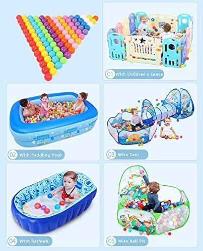MoonxHome Ball Pit Balls for Toddlers, BPA Free Crush Proof Plastic Toy Balls for Ball Pit, Children's Pool Water Toys, Macaron Ocean Balls for Play Tent 2.15 Inch Pack of 100…