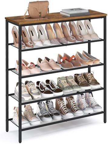 VASAGLE 5-Tier Shoe Rack, 18-24 Pairs, Metal Mesh